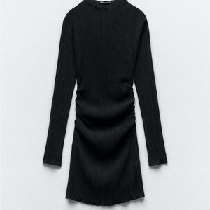 ZARA Black Textured Short Dress